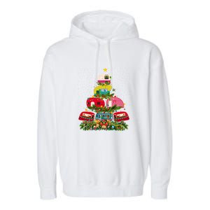 Xmas Lighting Santa Camping RV Christmas Tree Gift Garment-Dyed Fleece Hoodie