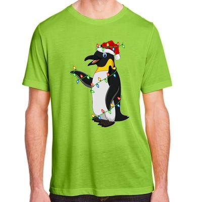 Xmas Lights Santa Hat Emperor Penguin Christmas Adult ChromaSoft Performance T-Shirt