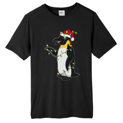 Xmas Lights Santa Hat Emperor Penguin Christmas Tall Fusion ChromaSoft Performance T-Shirt