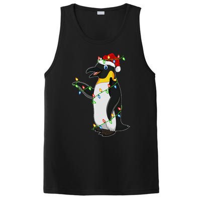 Xmas Lights Santa Hat Emperor Penguin Christmas PosiCharge Competitor Tank