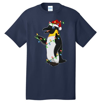 Xmas Lights Santa Hat Emperor Penguin Christmas Tall T-Shirt