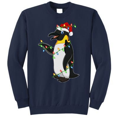 Xmas Lights Santa Hat Emperor Penguin Christmas Tall Sweatshirt