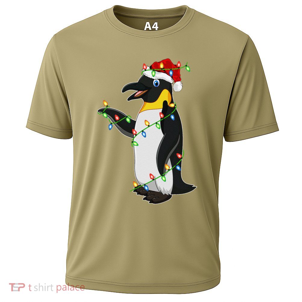 Xmas Lights Santa Hat Emperor Penguin Christmas Performance Shirt