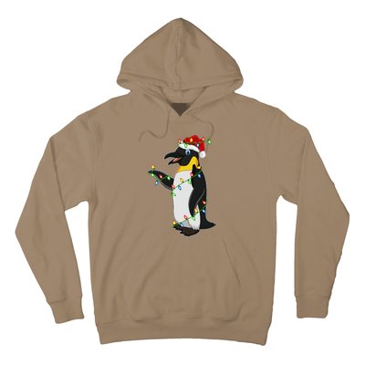 Xmas Lights Santa Hat Emperor Penguin Christmas Hoodie