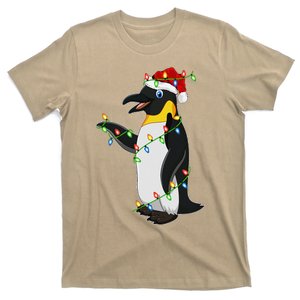 Xmas Lights Santa Hat Emperor Penguin Christmas T-Shirt