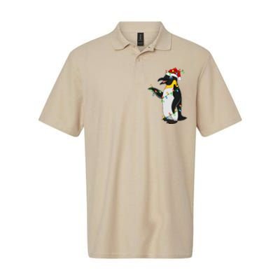 Xmas Lights Santa Hat Emperor Penguin Christmas Softstyle Adult Sport Polo