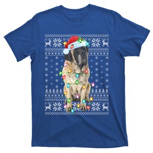 Xmas Lighting Santa Hat Ugly English Mastiff Christmas Gift T-Shirt