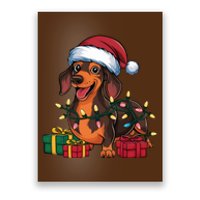 Xmas Lighting Santa Hat Dachshund Dog Christmas Gift Poster