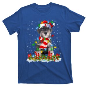 Xmas Lighting Santa Schnauzer Dog Christmas Gift T-Shirt