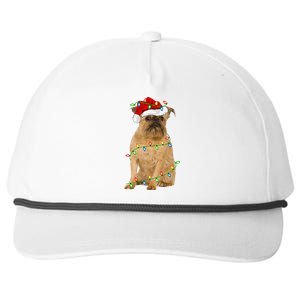 Xmas Lights Santa Hat Brussels Griffon Dog Christmas Snapback Five-Panel Rope Hat