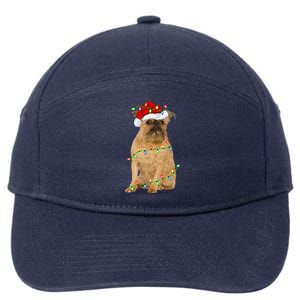 Xmas Lights Santa Hat Brussels Griffon Dog Christmas 7-Panel Snapback Hat