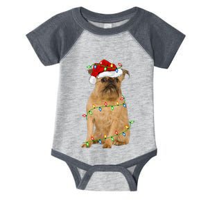 Xmas Lights Santa Hat Brussels Griffon Dog Christmas Infant Baby Jersey Bodysuit