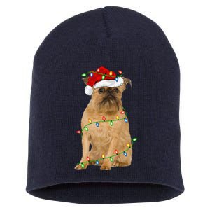 Xmas Lights Santa Hat Brussels Griffon Dog Christmas Short Acrylic Beanie