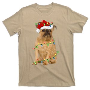 Xmas Lights Santa Hat Brussels Griffon Dog Christmas T-Shirt