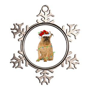 Xmas Lights Santa Hat Brussels Griffon Dog Christmas Metallic Star Ornament