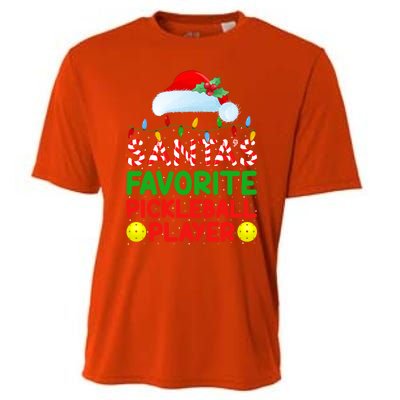 Xmas Lighting SantaS Favorite Pickleball Player Christmas Gift Cooling Performance Crew T-Shirt