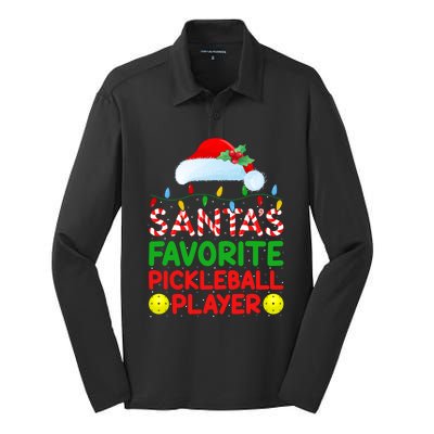 Xmas Lighting SantaS Favorite Pickleball Player Christmas Gift Silk Touch Performance Long Sleeve Polo