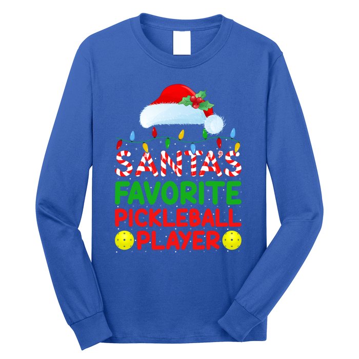 Xmas Lighting SantaS Favorite Pickleball Player Christmas Gift Long Sleeve Shirt