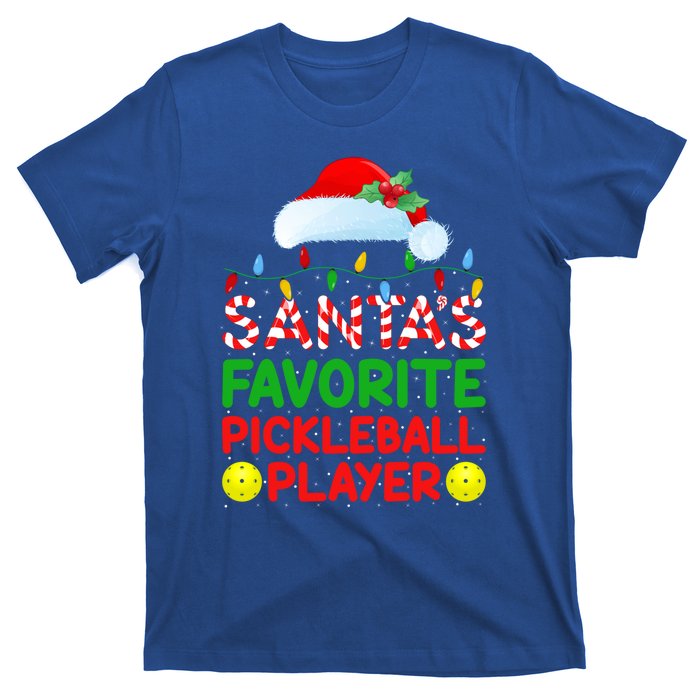 Xmas Lighting SantaS Favorite Pickleball Player Christmas Gift T-Shirt