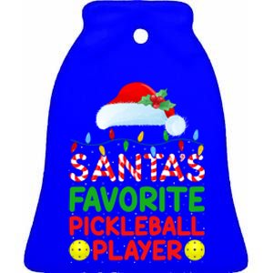 Xmas Lighting SantaS Favorite Pickleball Player Christmas Gift Ceramic Bell Ornament