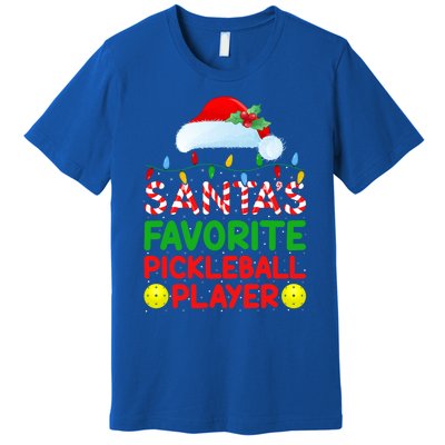 Xmas Lighting SantaS Favorite Pickleball Player Christmas Gift Premium T-Shirt