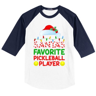 Xmas Lighting SantaS Favorite Pickleball Player Christmas Gift Baseball Sleeve Shirt