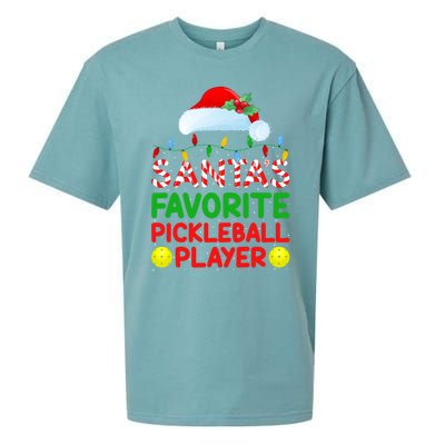 Xmas Lighting SantaS Favorite Pickleball Player Christmas Gift Sueded Cloud Jersey T-Shirt