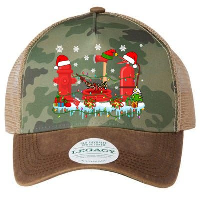 Xmas Lights Three Reindeer Santa Firefighter Tools Lover Gift Legacy Tie Dye Trucker Hat