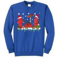 Xmas Lights Three Reindeer Santa Firefighter Tools Lover Gift Sweatshirt