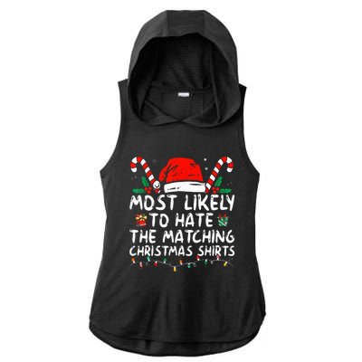 Xmas Likely To Hate Matching Christmas Funny Family Matching Ladies PosiCharge Tri-Blend Wicking Draft Hoodie Tank