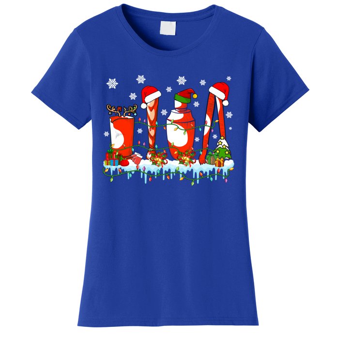 Xmas Lights Three Reindeer Santa Bartender Tools Lover Gift Women's T-Shirt