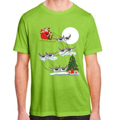 Xmas Lighting Tree Santa Riding Manta Ray Fish Christmas Adult ChromaSoft Performance T-Shirt