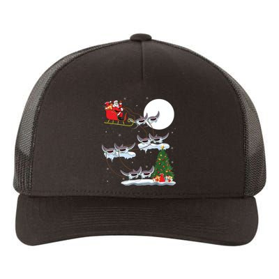 Xmas Lighting Tree Santa Riding Manta Ray Fish Christmas Yupoong Adult 5-Panel Trucker Hat