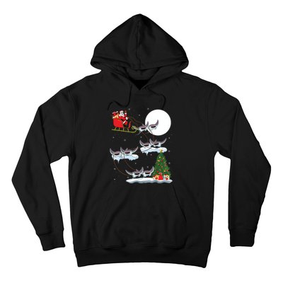 Xmas Lighting Tree Santa Riding Manta Ray Fish Christmas Hoodie