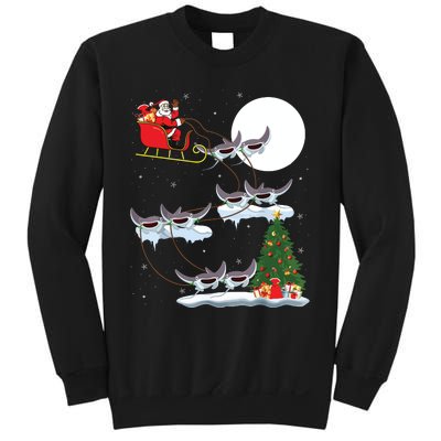 Xmas Lighting Tree Santa Riding Manta Ray Fish Christmas Sweatshirt