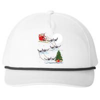 Xmas Lighting Tree Santa Riding Manta Ray Fish Christmas Snapback Five-Panel Rope Hat