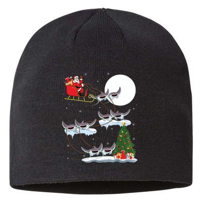 Xmas Lighting Tree Santa Riding Manta Ray Fish Christmas Sustainable Beanie