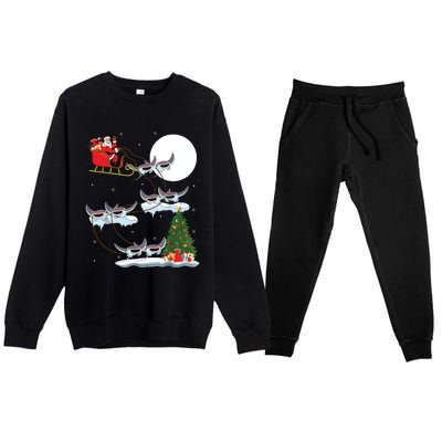 Xmas Lighting Tree Santa Riding Manta Ray Fish Christmas Premium Crewneck Sweatsuit Set