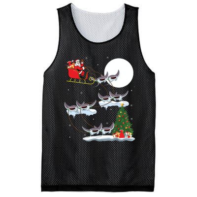 Xmas Lighting Tree Santa Riding Manta Ray Fish Christmas Mesh Reversible Basketball Jersey Tank