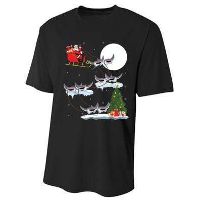 Xmas Lighting Tree Santa Riding Manta Ray Fish Christmas Performance Sprint T-Shirt