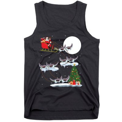 Xmas Lighting Tree Santa Riding Manta Ray Fish Christmas Tank Top