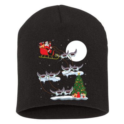 Xmas Lighting Tree Santa Riding Manta Ray Fish Christmas Short Acrylic Beanie