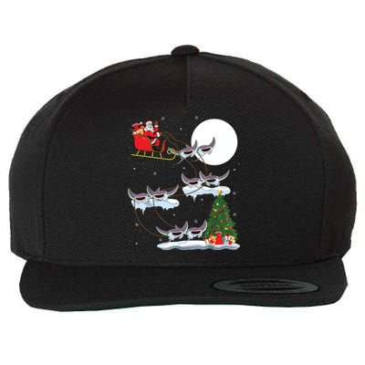 Xmas Lighting Tree Santa Riding Manta Ray Fish Christmas Wool Snapback Cap