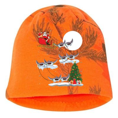 Xmas Lighting Tree Santa Riding Manta Ray Fish Christmas Kati - Camo Knit Beanie