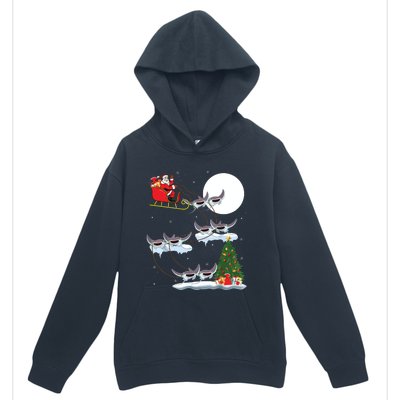 Xmas Lighting Tree Santa Riding Manta Ray Fish Christmas Urban Pullover Hoodie