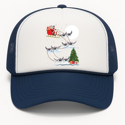 Xmas Lighting Tree Santa Riding Manta Ray Fish Christmas Trucker Hat