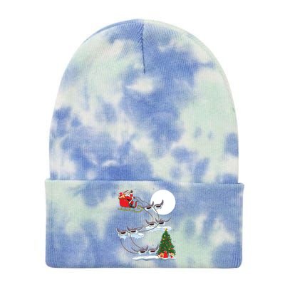 Xmas Lighting Tree Santa Riding Manta Ray Fish Christmas Tie Dye 12in Knit Beanie