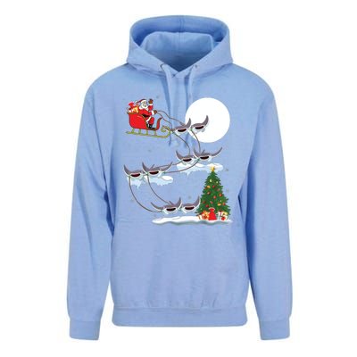 Xmas Lighting Tree Santa Riding Manta Ray Fish Christmas Unisex Surf Hoodie