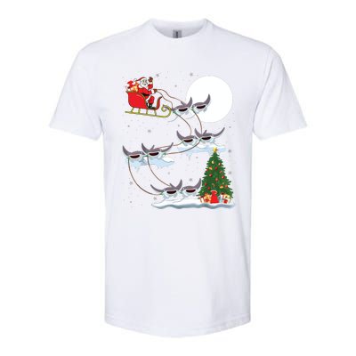 Xmas Lighting Tree Santa Riding Manta Ray Fish Christmas Softstyle CVC T-Shirt