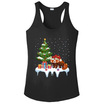 Xmas Lighting Tree Santa Hat Red Panda Christmas Gift Ladies PosiCharge Competitor Racerback Tank